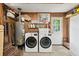 Functional laundry room with modern washer, dryer, and storage shelving at 614 Beauregard St, Charleston, SC 29412