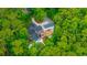 Aerial view of the backyard featuring pool, patio, and mature landscaping at 69 King Charles Cir, Summerville, SC 29485