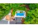 Aerial view of a private backyard with a sparkling in-ground pool and lounge chairs at 69 King Charles Cir, Summerville, SC 29485