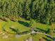An aerial view of the dog park and wooded area, offering community green spaces for pets and residents at 743 Redbud Ln, Summerville, SC 29486