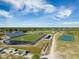 Aerial view of a sports complex with a football field, track, tennis courts, bleachers, and various athletic fields at 743 Redbud Ln, Summerville, SC 29486
