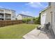 Relaxing backyard with green lawn, patio, seating, and secure wood fence for outdoor enjoyment at 9088 Parlor Dr, Ladson, SC 29456