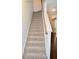 Carpeted staircase with a wooden handrail leading to the upper level of the home at 9088 Parlor Dr, Ladson, SC 29456