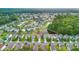 Aerial view of a well-planned community showcasing homes, green spaces, and a peaceful pond at 9747 Seed St, Ladson, SC 29456