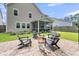 This backyard showcases a cozy fire pit area, a screened-in porch and a well-maintained lawn at 9829 English Elm St, Ladson, SC 29456