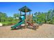 View of the slide and playground area with wood chip ground cover at 9829 English Elm St, Ladson, SC 29456