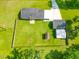 Aerial view of large lot featuring detached garage and workshop, all fenced in at 101 Parkside Dr, Goose Creek, SC 29445