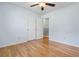 Inviting bedroom featuring hardwood floors, and a simple ceiling fan at 101 Parkside Dr, Goose Creek, SC 29445