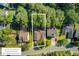 The home has an aerial view with lot lines for representation only and nestled among lush trees in the neighborhood at 105 Moon Shadow Ln, Summerville, SC 29485