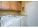 Efficient laundry room with updated washer, dryer, and overhead cabinets, designed for convenience at 105 Northpark Ave, Summerville, SC 29485
