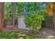 A view of the backyard featuring the shed and landscaping at 106 Sago Palm Ct, Summerville, SC 29483