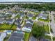 An aerial view showcases a beautiful neighborhood with multiple homes and backyard pools at 1234 Captain Rivers Dr, Charleston, SC 29412