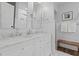 Elegant bathroom with dual sinks, marble countertops, and pristine white cabinetry at 1308 Cadet Ct, Mount Pleasant, SC 29466