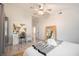 Bedroom featuring a vaulted ceiling, ceiling fan, decor, and a large mirror at 2515 Violet Ave, North Charleston, SC 29405