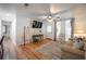 The comfortable living room features hardwood floors, and lots of natural light at 2515 Violet Ave, North Charleston, SC 29405
