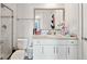 Bathroom with a white vanity, granite countertop, and shower at 283 Saxony Loop, Summerville, SC 29486