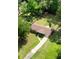 An aerial view of a charming single-story home with a lush green front and backyard and long driveway at 305 Forest Cir, Summerville, SC 29483