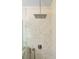Close up of shower with rainfall shower head and marble walling at 3508 Henrietta Hartford Rd, Mount Pleasant, SC 29466
