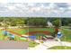 Overhead view of sports fields, baseball diamond, tree lined streets and recreational areas at 4631 Scout Aly, North Charleston, SC 29405