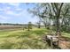 Beautifully landscaped backyard with a bench and marsh view at 4702 Blockhouse Ln, Hollywood, SC 29449