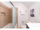 Stylish bathroom featuring tiled shower with glass door at 5504 Green Dolphin Way, Kiawah Island, SC 29455