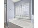 Bathroom featuring a large glass block window above the bathtub, complemented by neutral wall color at 569 Pointe Of Oaks Rd, Summerville, SC 29485