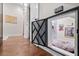 Interior dog room under the stairs features a cozy bed and decorative portraits at 6910 Tanner Hall Blvd, Hanahan, SC 29410