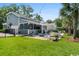 A beautifully landscaped backyard with a pool, lounge furniture, and a covered patio perfect for entertaining at 6910 Tanner Hall Blvd, Hanahan, SC 29410