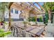 Outdoor patio area featuring a dining table, custom lighting, and lush surroundings, perfect for outdoor entertainment and relaxation at 11 Francis St, Charleston, SC 29403