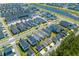 Aerial view showcasing the residential neighborhood and surrounding greenery at 112 Crimson St, Summerville, SC 29486