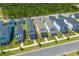 Overhead view of a community with houses and tree-lined streets at 112 Crimson St, Summerville, SC 29486