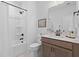 Bright bathroom featuring a shower-tub combo and stylish vanity with dark hardware at 112 Crimson St, Summerville, SC 29486