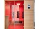 Modern sauna with wooden interior, glass door, and digital control panel for a relaxing spa experience at home at 1720 Bowline Dr, Mount Pleasant, SC 29466