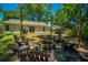 Backyard featuring a stone fire pit with Adirondack chairs, perfect for outdoor gatherings at 2016 Wild Flower Ln, Charleston, SC 29414