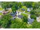 Aerial view of the home, neighboring houses, pools, and nearby streets surrounded by green trees at 2045 Vestry Dr, Charleston, SC 29414