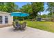 View of backyard with patio, backyard seating, and mature trees at 2045 Vestry Dr, Charleston, SC 29414