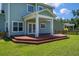 A view of the back deck with the green lawn and access to the home at 214 Center Hill Ct, Summerville, SC 29485