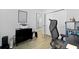 Functional home office featuring wood floors, black desk and slider closet with ensuite bath at 220 Garden Gate Way, Summerville, SC 29486