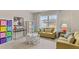 Bright living room with natural light, comfortable seating, and colorful storage bins, ideal for to play in at 225 Wild Strawberry Ln, Moncks Corner, SC 29461