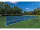 Community tennis court surrounded by mature trees, perfect for outdoor recreation at 2650 Summer Leaves Ct, Charleston, SC 29414