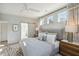 Comfortable main bedroom with paneling accents, ample natural light, and a modern ceiling fan at 3143 Vanessa Lynne Ln, Johns Island, SC 29455