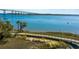 Beautiful aerial view of the community walking path overlooking the water and a bridge at 405 Spartina Ln # 405, Charleston, SC 29492