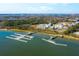 Aerial view of the community featuring a marina, waterfront property, and dock at 405 Spartina Ln # 405, Charleston, SC 29492