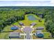 Community aerial showcases cul-de-sac homes near pond and forest offering natural beauty and community living at 407 Spruce Ivy St, Moncks Corner, SC 29461