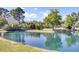 Community pond view featuring lush greenery, a bridge, and serene residential surroundings at 4662 Nibbs Ln, North Charleston, SC 29418