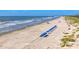 Scenic beach view with blue umbrellas and waves crashing on the shore at 4943 Green Dolphin Way, Kiawah Island, SC 29455