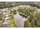 Aerial view of the neighborhood featuring a pond and lush landscaping at 4987 Ballantine Dr, Summerville, SC 29485