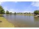 Scenic view of a serene pond surrounded by well-maintained homes and lush landscaping at 5040 Thornton Dr, Summerville, SC 29485