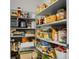 Walk-in pantry with shelves stocked with food and appliances offering ample storage space at 523 Kilarney Rd, Summerville, SC 29483