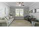 Well-lit living room features stylish decor, neutral walls, and comfortable seating at 627 Chigwell Springs Ln, Summerville, SC 29486